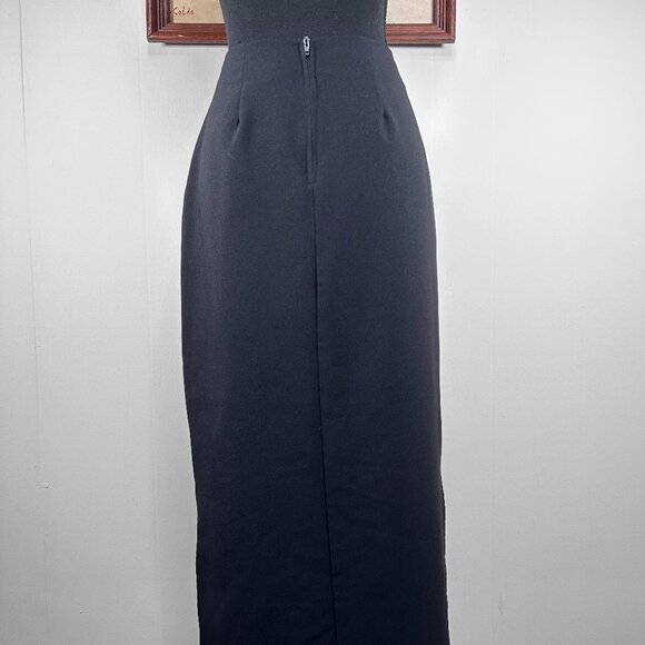VTG Tracy Evans Maxi Pencil Skirt Women's 9 Black Business Office Side Slit USA - Picture 4 of 15